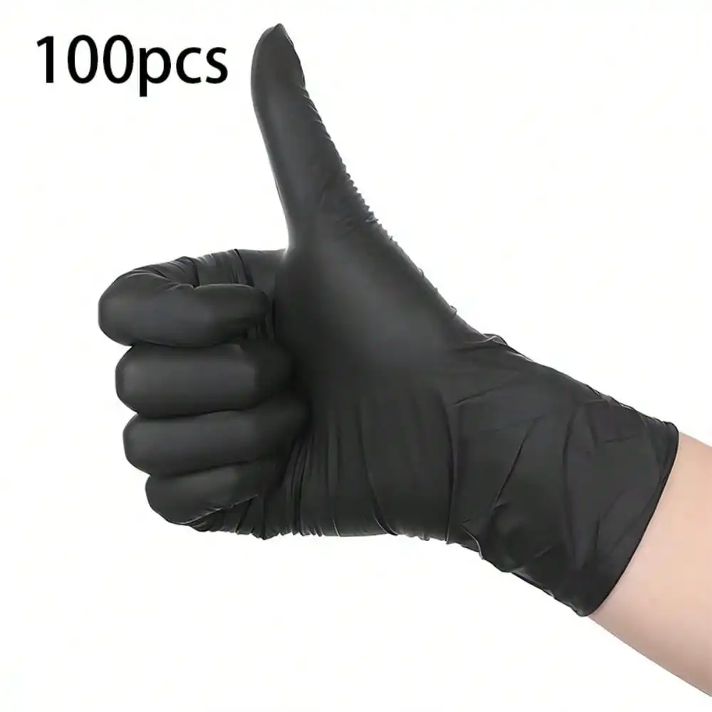 100 piezas de guantes de nitrilo desechables multifuncionales, excelentes helantes para limpiar y cocinar, diseño duradero, agua y aceite