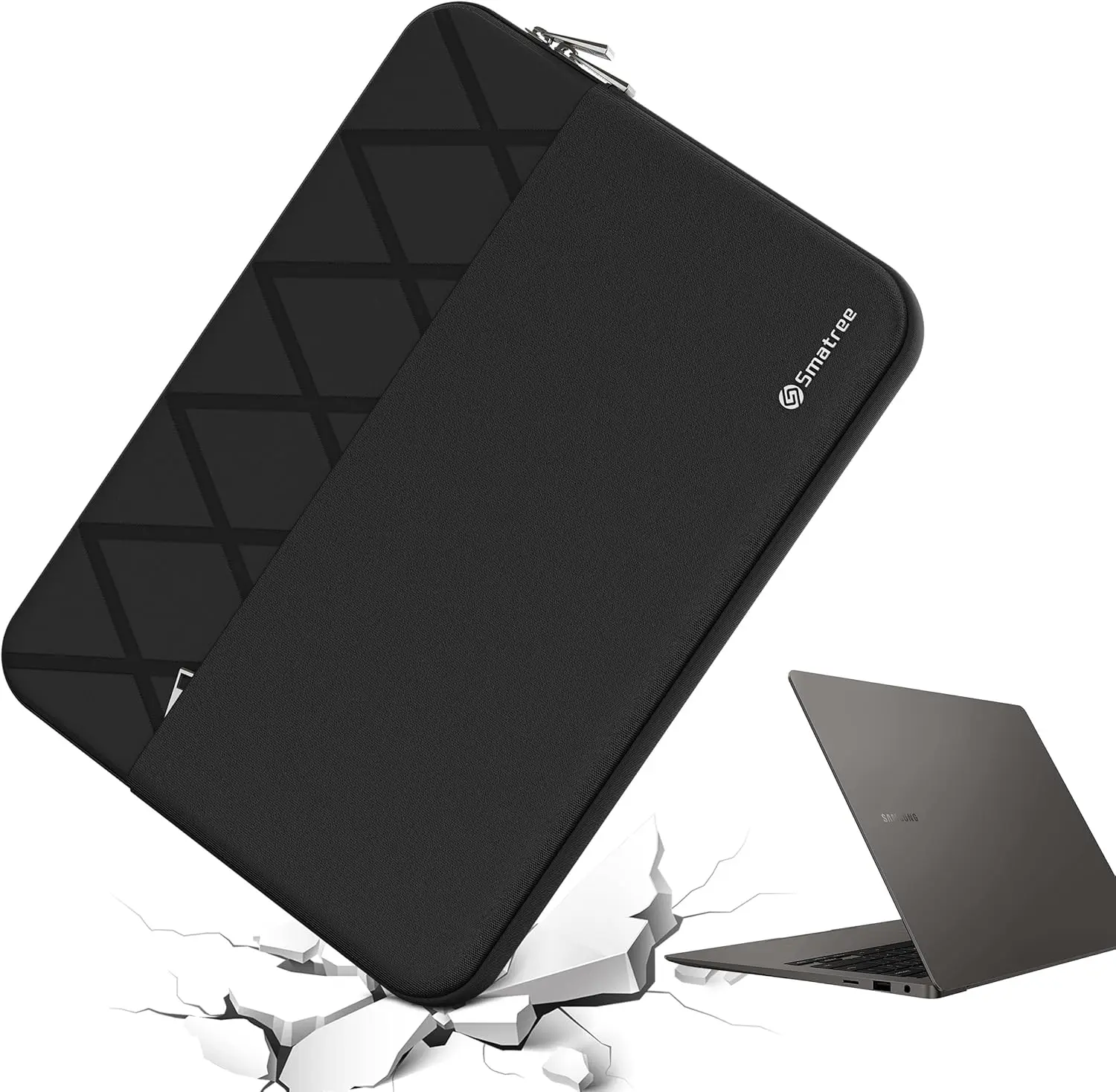 

16 Inch Laptop Sleeve for Samsung Galaxy Book Series, Shockproof Case with Accessory Pocket and Luggage Strap