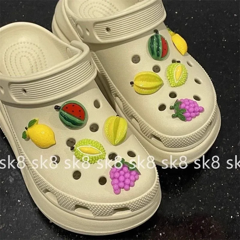 

Ins Cartoon Fruit Durian Peach Shoe Charms for Crocs Accessories Sandals Shoe Decorations Pins Kids Women Favor Gift