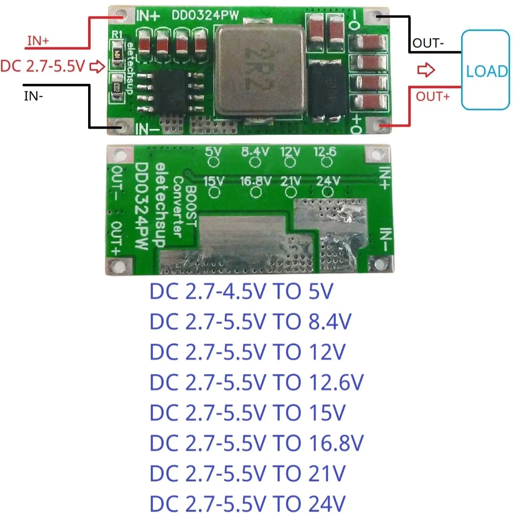 DD0324PW DC DC Boost Converter 3.7V 4.2V 5V To 8.4V 12.6V 16.8V 21 12V 15V 24V Step-Up Voltage Regulator 8A Mini Size High-power