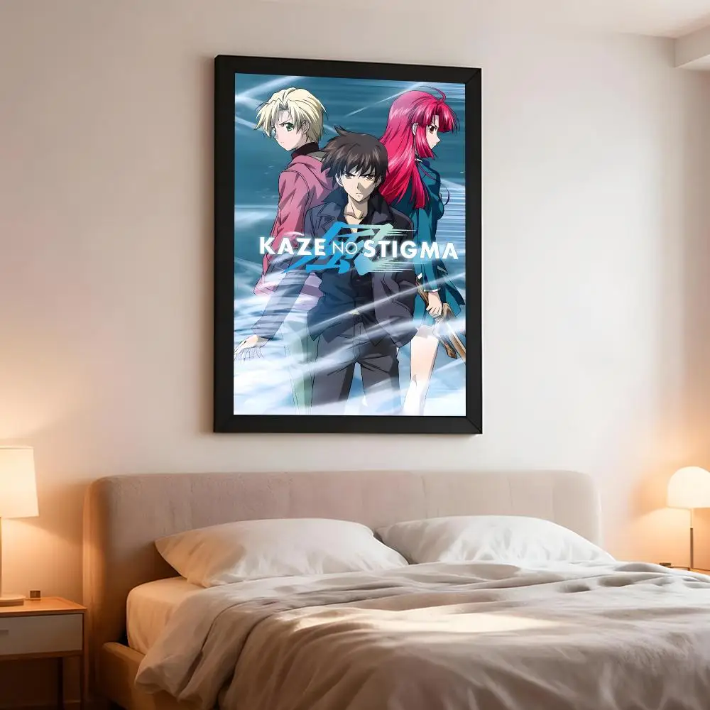 Action Anime Kaze no Stigma Poster Artistic Peel-Off Wall Decor, Indoor Outdoor Home Ornament for Collectors