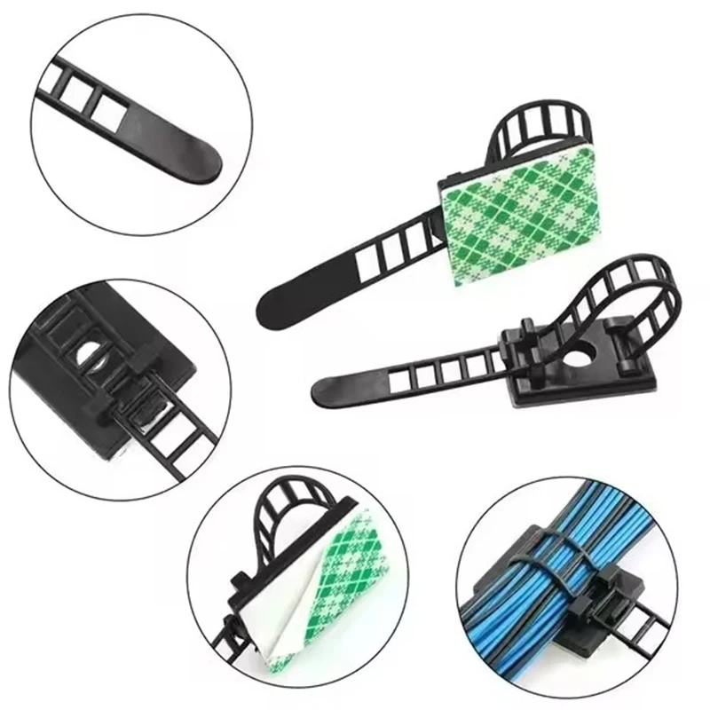 10/20 Pcs Cable Tie Mount Adjustable Clips Self Adhesive Strap Fix Holder Plastic Network Wire Power Cord Car Organizer Clamp