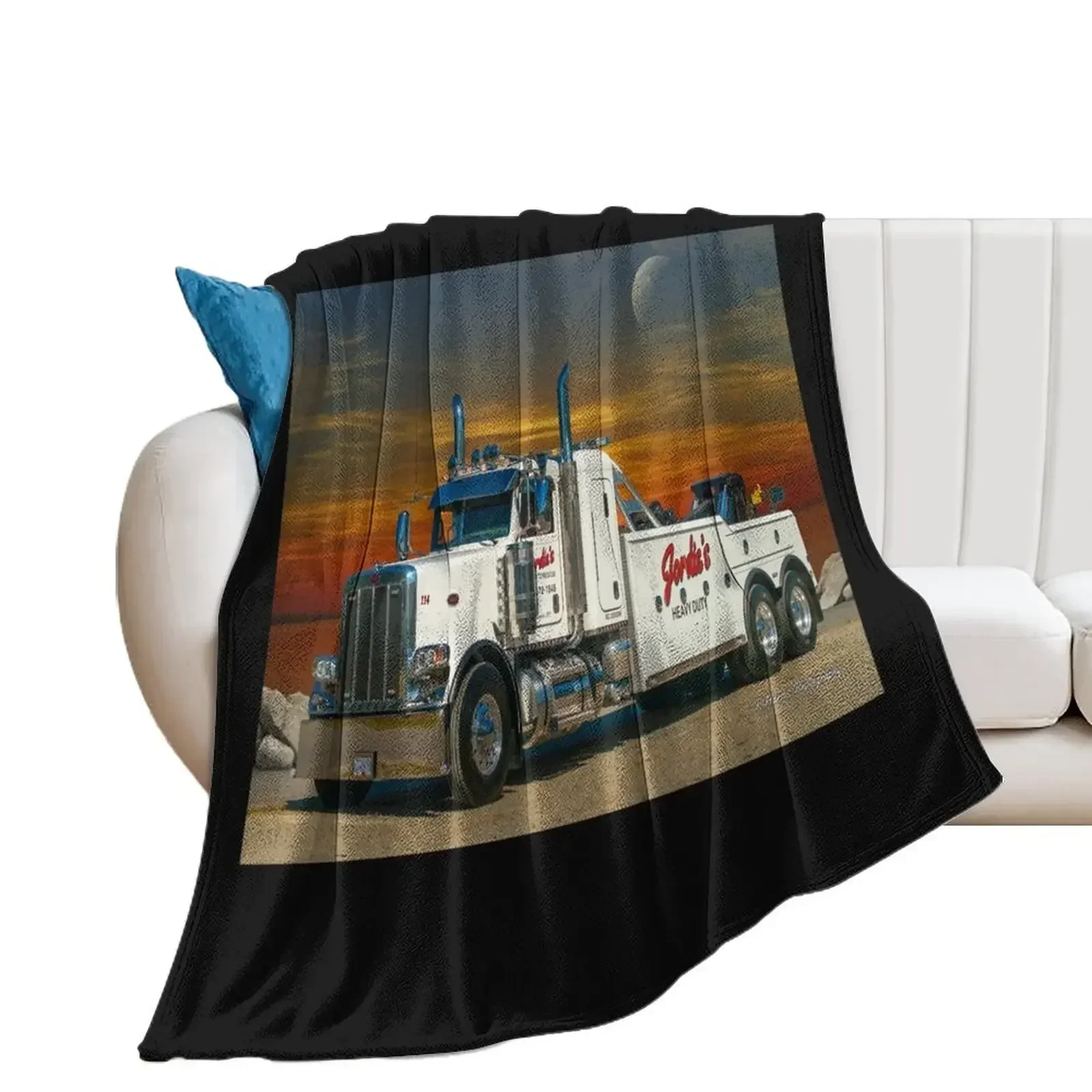 Tow Truck Throw Blanket Hair Plush for sofa Cute Plaid Blankets