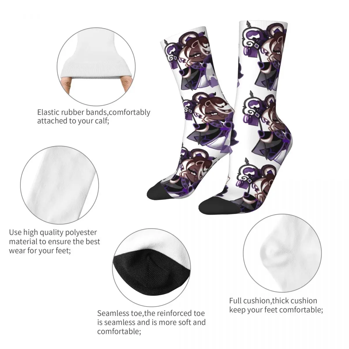 Affogato Cookie Cookie Run Kingdom Stockings Graphic Trendy Socks Spring Anti-Slip Socks Women Men Skateboard Breathable Socks