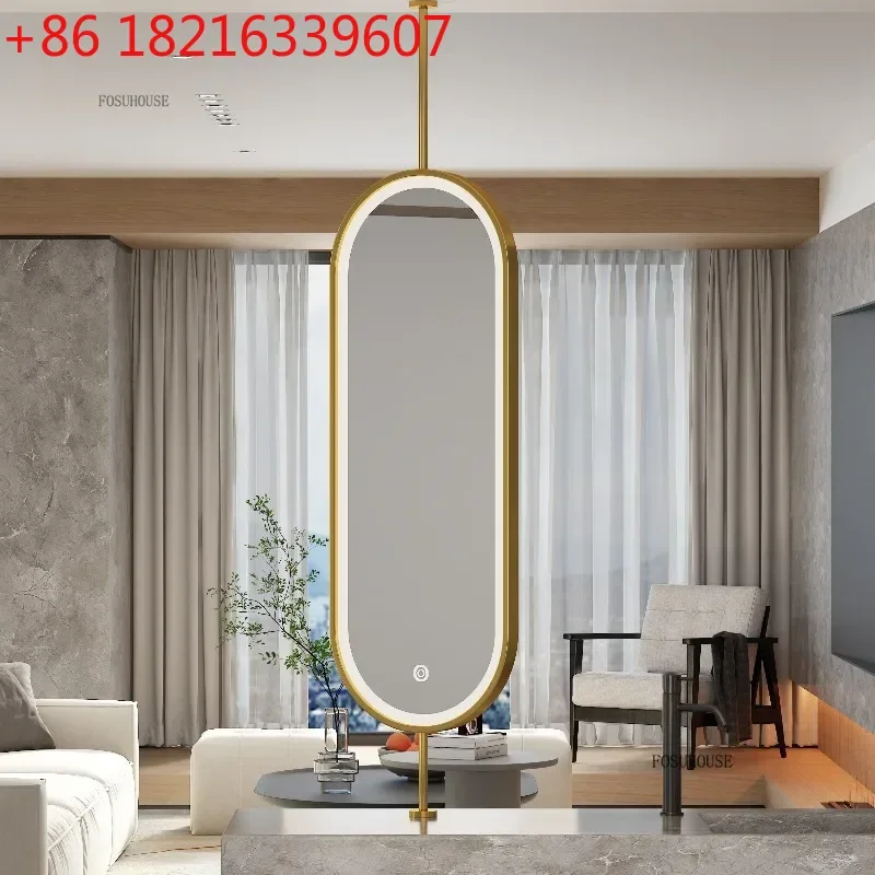 YAO Modern Design Mirrors Upper and Lower Suspension Rods Oval Mirror Hotel Ceiling Hanging Mirrors Bathroom Dressing Mirror b
