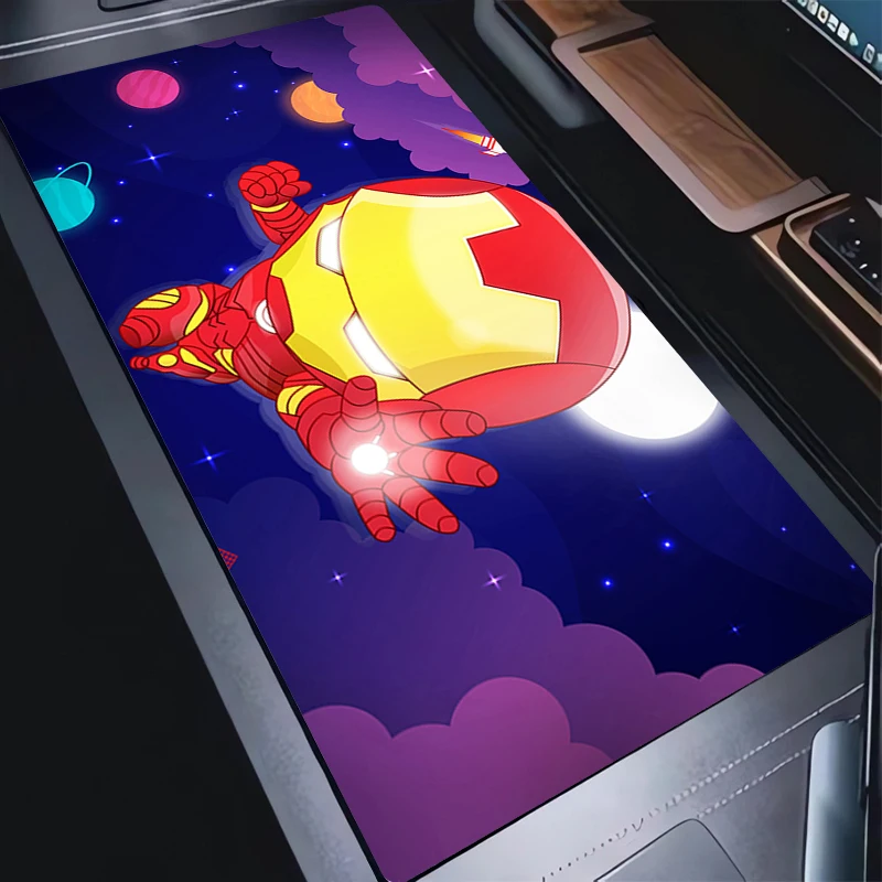 Mouse Pad Extended Gaming Mousepad With Stitched Edges Desktop Mat Non-Slip Base Computer Iron Man Anime Keyboard Pad For Laptop
