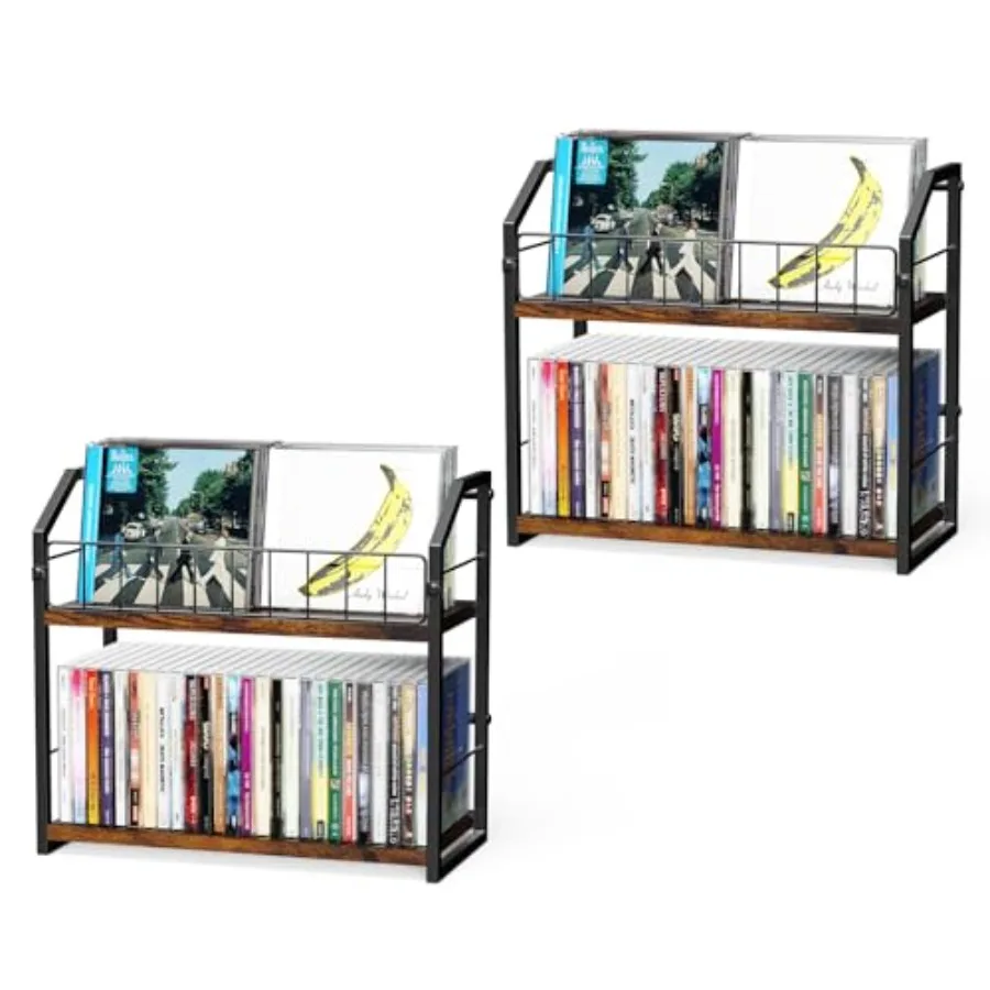 

2-Tier CD Holder 2 PCS CD Storage Shelf for Display CD Organizer with Dispay Top Shelf Premium CD Rack for Home Holds Up to 120