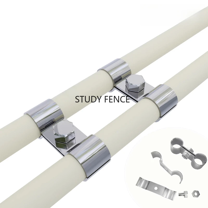 

2pcs 304 Stainless Steel Double Tube Clamp, 8-shaped Fixed Buckle, Pipeline Fixed Bracket, Household Hardware Accessories