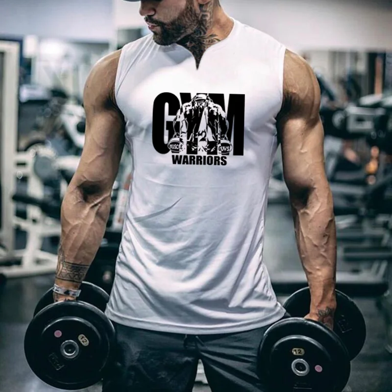 Summer Running V Neck Vests Gym Clothing Compression Sleeveless Shirts Fitness Muscle Mens Tank Top Cotton Bodybuilding Singlets