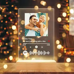 Custom Spotify Song Plaque Personalized Acrylic Plaque with Night Light Customized Spotify Photo Frame Birthday Christmas Gifts