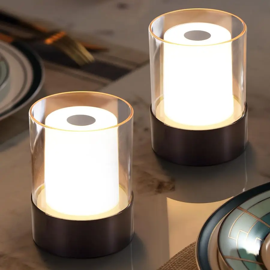 

LED 4 Mini Cordless Table Lamp 2 Pack, Outdoor Waterproof Lamp, Rechargeable Battery Operated Lamp, Portable Touch Night Light