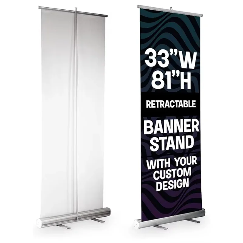 

【Hot】2024 Cus-tom Logo Printed Portable 80x200cm Retractable Aluminium Roll Banner Stand for Outdoor Sports Events Promotional D