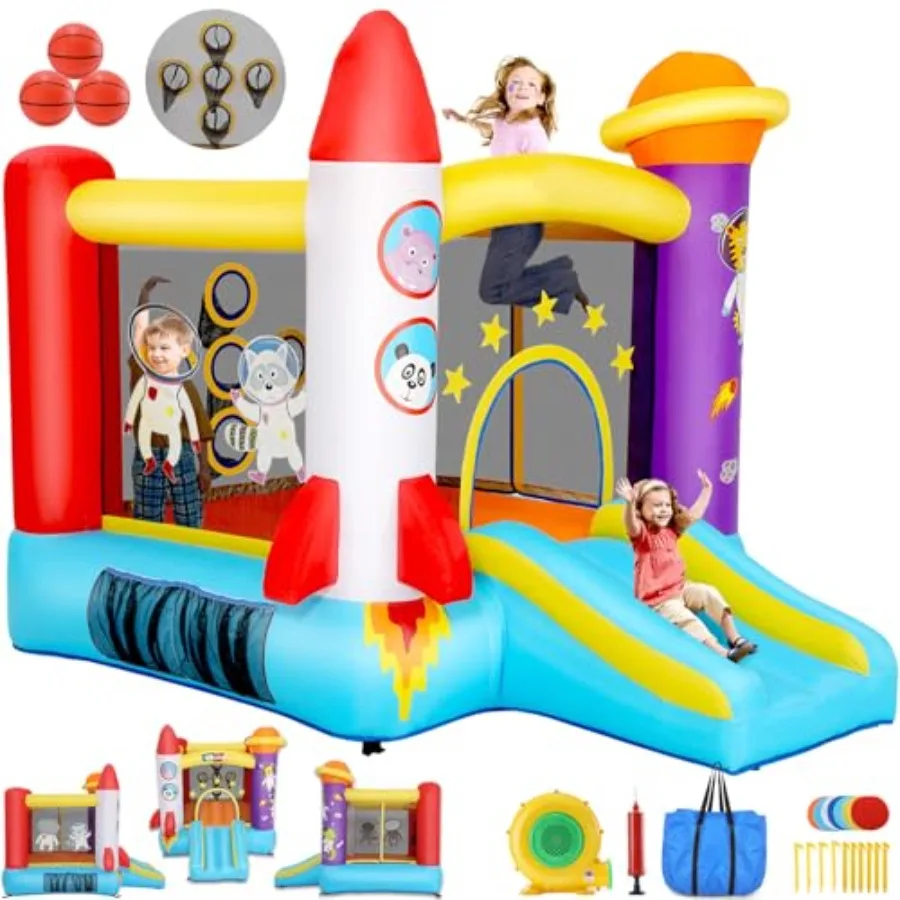 

Inflatable Bounce House for Toddler 28 with Slide Pitching Game Fun Photography 106 x 71 x 83 Astronaut Theme Small Jumping Hou