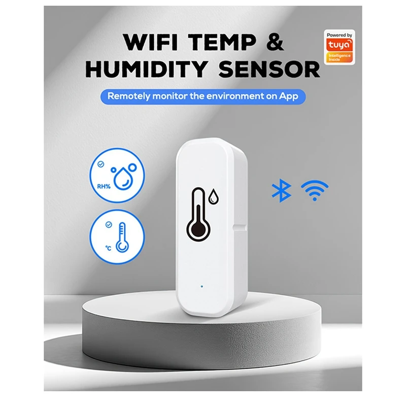 Sensor Temperature Humidity Wifi, Indoor Thermometer Hygrometer Monitor, Work with Smart Life Home-ABLL