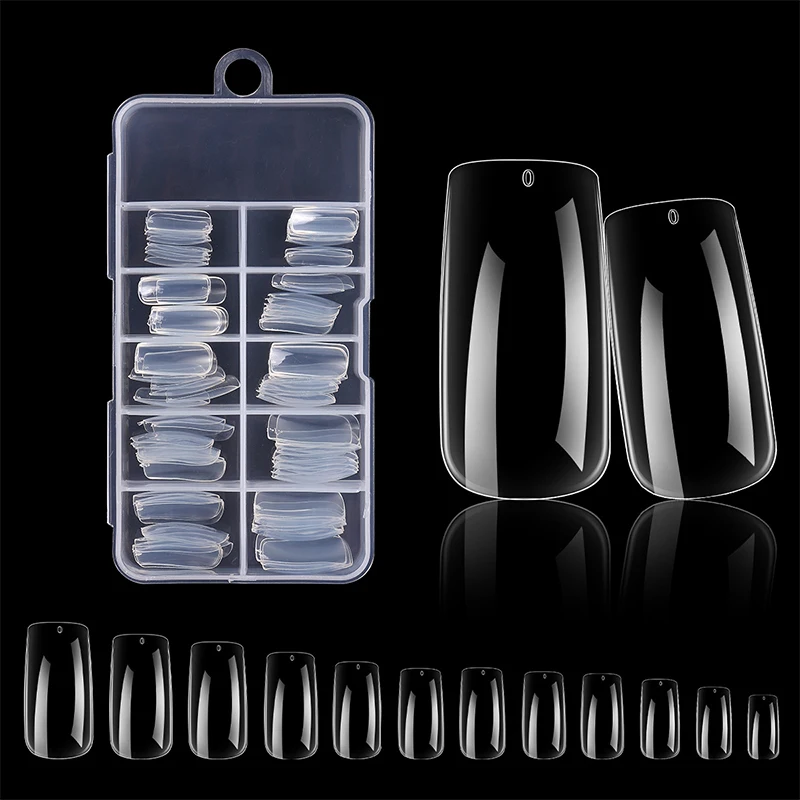 100 قطعة الأظافر لا تلميع الصحافة على الأظافر كاذبة تلميع خالية مسمار التصحيح عالية شفافة لينة هلام مسمار نصائح للتمديد #1