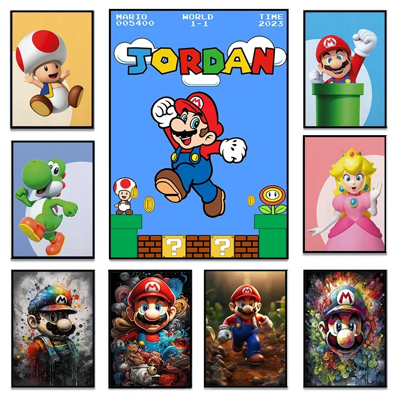 Affiches et impressions de graffitis de jeu d'anime classique, image d'art mural, impression sur toile, MM-Marios, Rick, salon, décoration d'intérieur