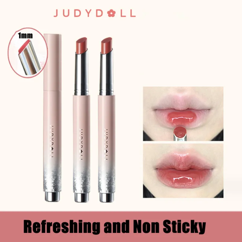 Judydoll Solid Lip Gloss Lip Stain Water Light Shimmer ลิปสติก Lip Balm Lip Glaze Moisturizing ไม่เหนียวเหนอะหนะ Cup Plump Lips