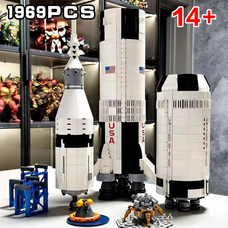 

In stock Apollo Saturn V Building Blocks Space Rocket Building Blocks Children's Toys Decoration Christmas Gifts 2025 new
