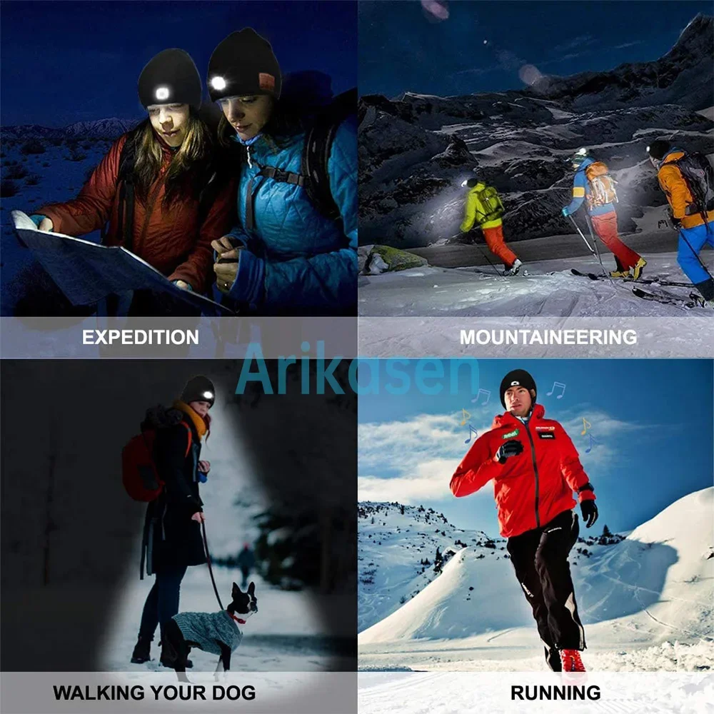 قبعة صغيرة لاسلكية مع ميكروفون من Arikasen ، قبعة دافئة للشتاء ، سماعات بلوتوث ، قبعة رياضية ، هاتف حر اليدين