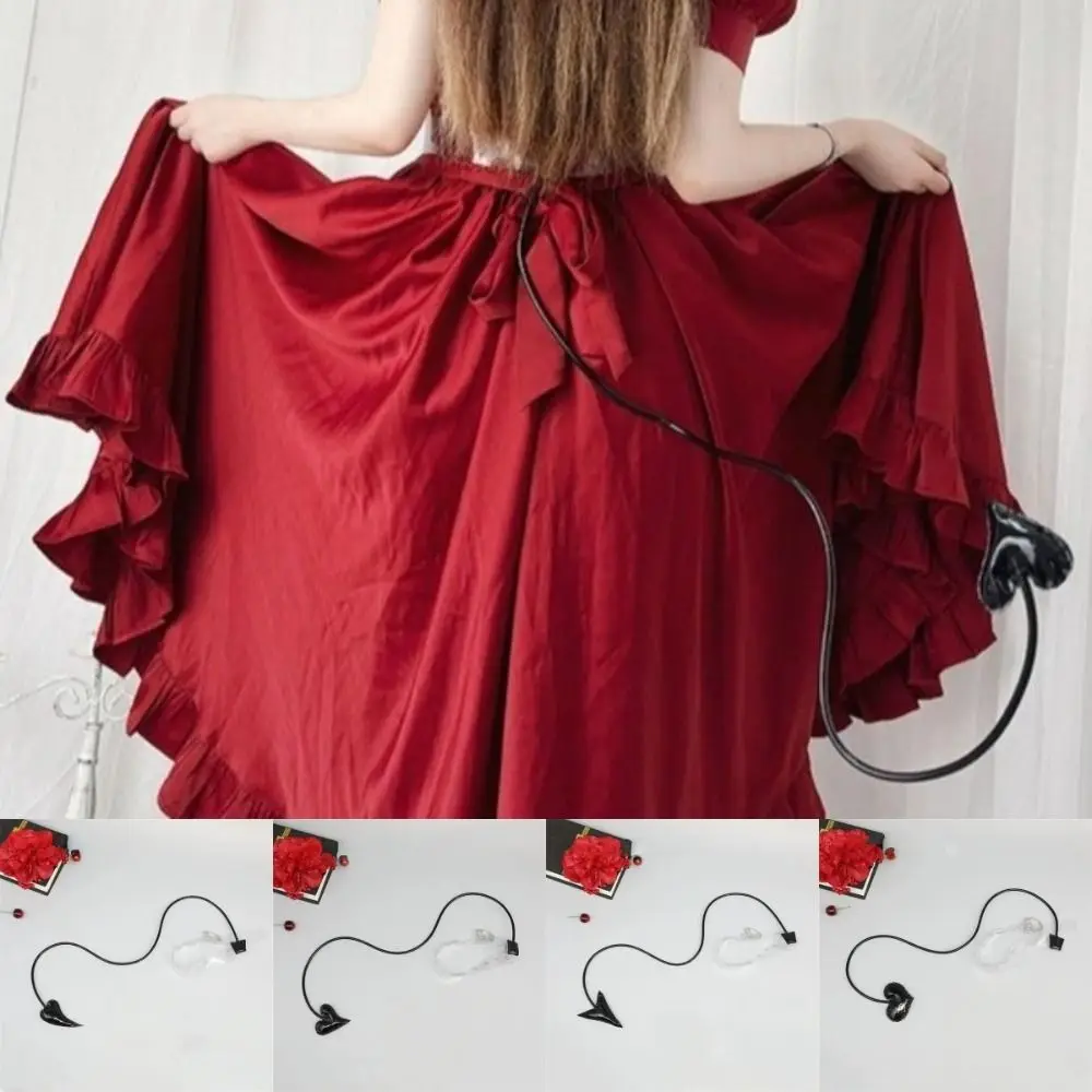 Disfraz de Cosplay negro Universal con cola de corazón de pequeño demonio, flecha ajustable, estilo corazón, accesorios para fiesta de Halloween