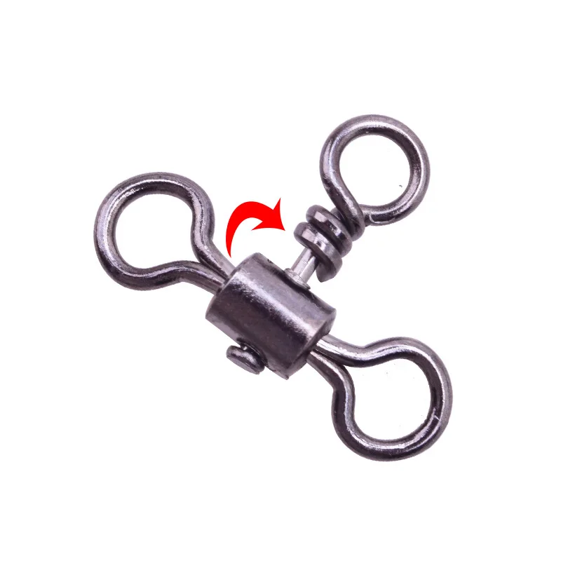 10Pcs/lot Stainless Steel Cross Line Rolling Fishing Swivel 3 Way Fishing Line Connector Swivel 12mm/14mm/16mm/19mm/24mm