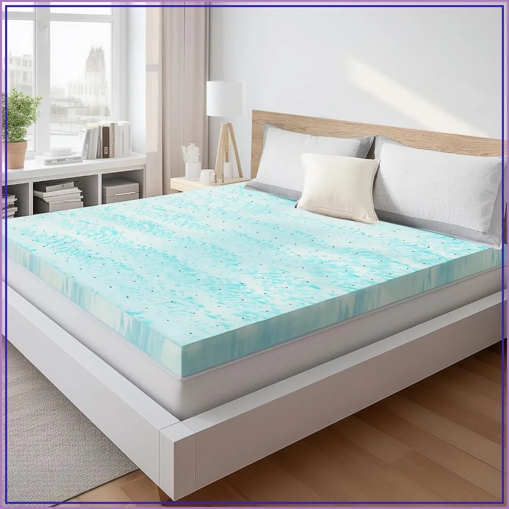 4 Inch Memory Foam Mattress Topper King, Cooling Gel Infused, Pressure Relief for Bed, Sofa, RV, CertiPUR US Certified, Breathable