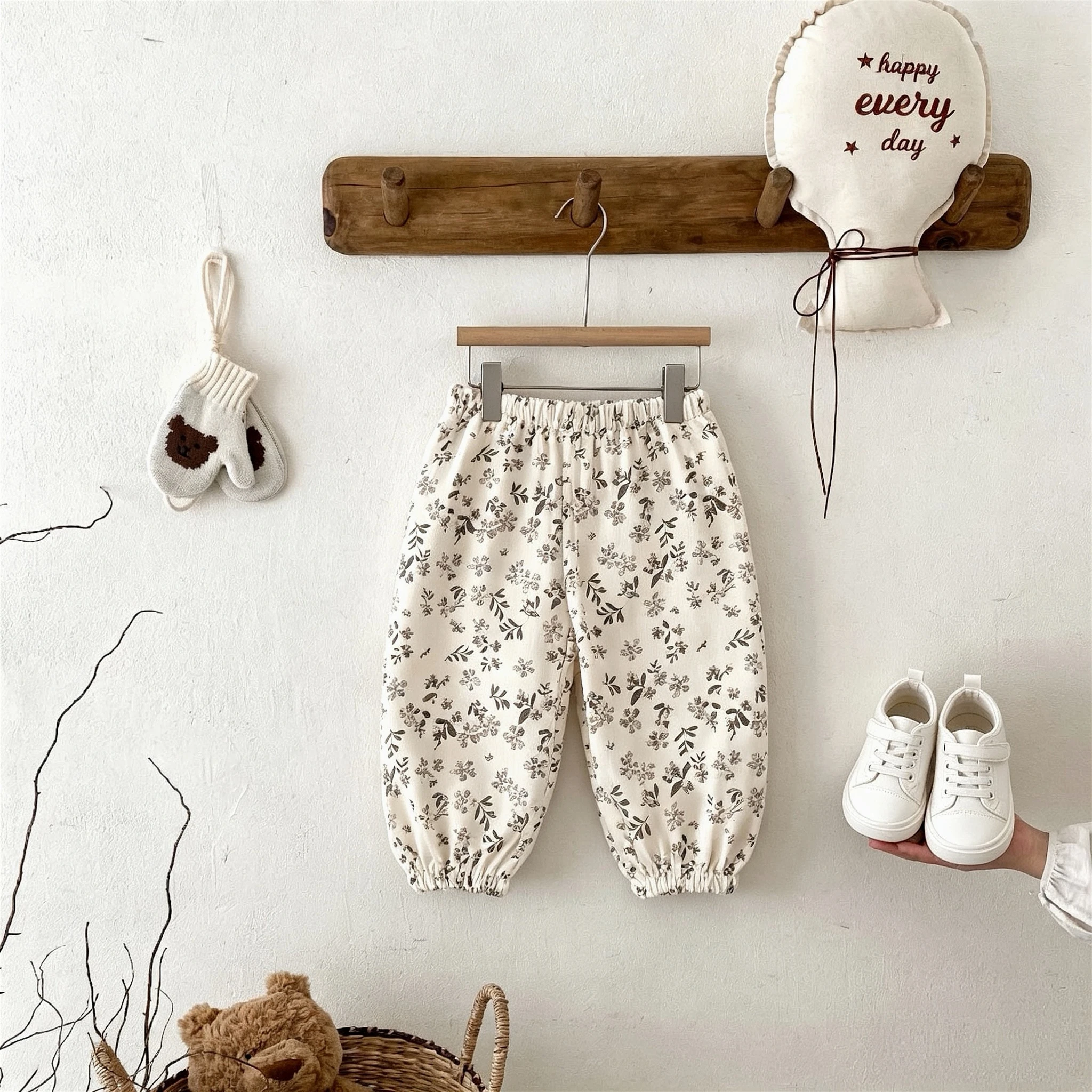 1-8 Age Children's Clothes Casual Long Pants Fashion Versatile Kids Floral Bloomers Loose Simple Autumn Thin Trousers Girls Boys