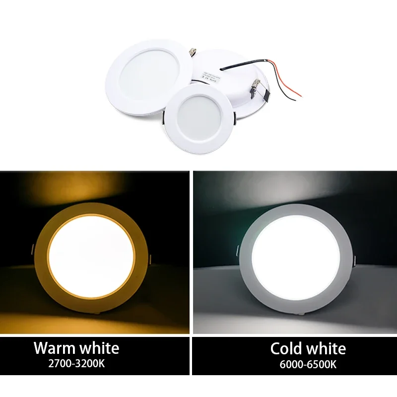 10 pçs/lote LED Downlight 5W 9W 12W 15W 18W Recesso Rodada Led Lâmpada Do Teto AC110V 220V DC12V 24V Iluminação Interior Branco Quente/Frio