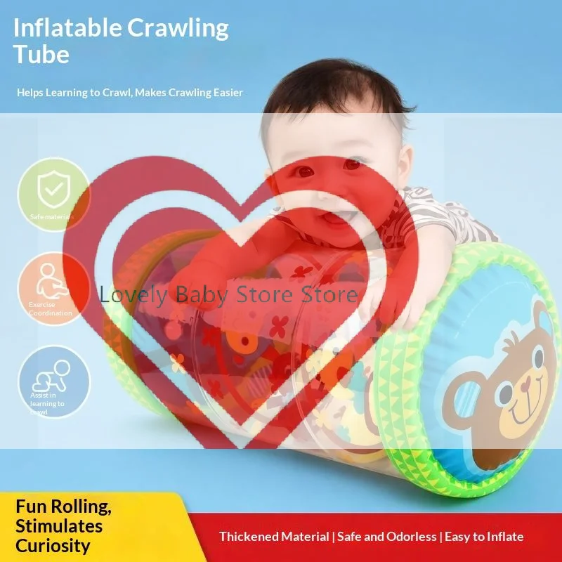 【BS】1Pcs Inflatable Baby Crawling Roller Safe Non Toxic Material Fun Cartoon Prints For Infant Early Crawling Training