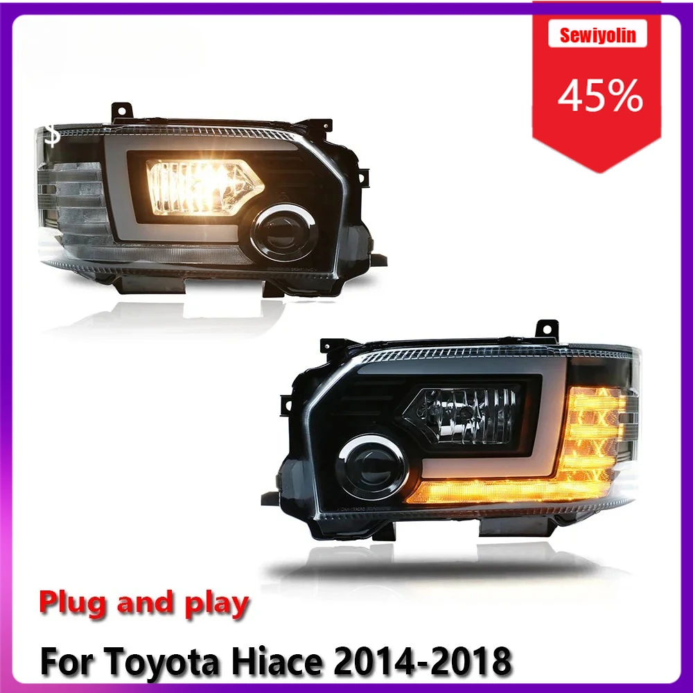 

Автомобильные светодиодные лампы Sewiyolin в сборе для Toyota Hiace 2014-2018, противотуманные фары DRL, стоп-сигналы поворота