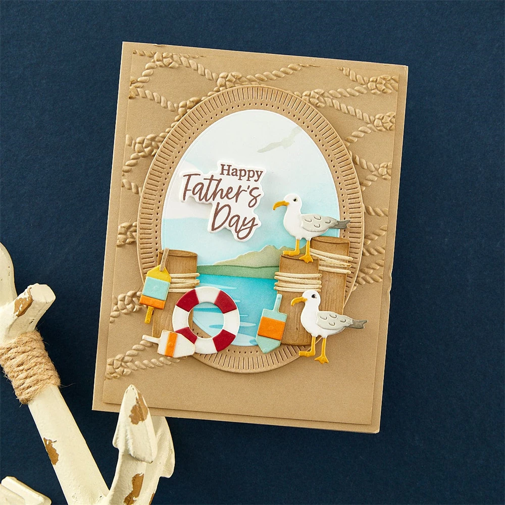 Relax Enjoy Happy Father\'s Day Sea Metal Cutting Dies/Clear Stamp DIY Crafts Card Album Making Scrapbooking Stencil New 2024