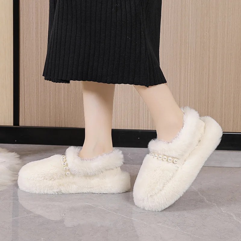 2022 Winter Women Loafers Lambs wool shoes Hot Woman Flats Slip on Shoes Luxury Fur Plush Warm Ladies Shoes sapatos femininos