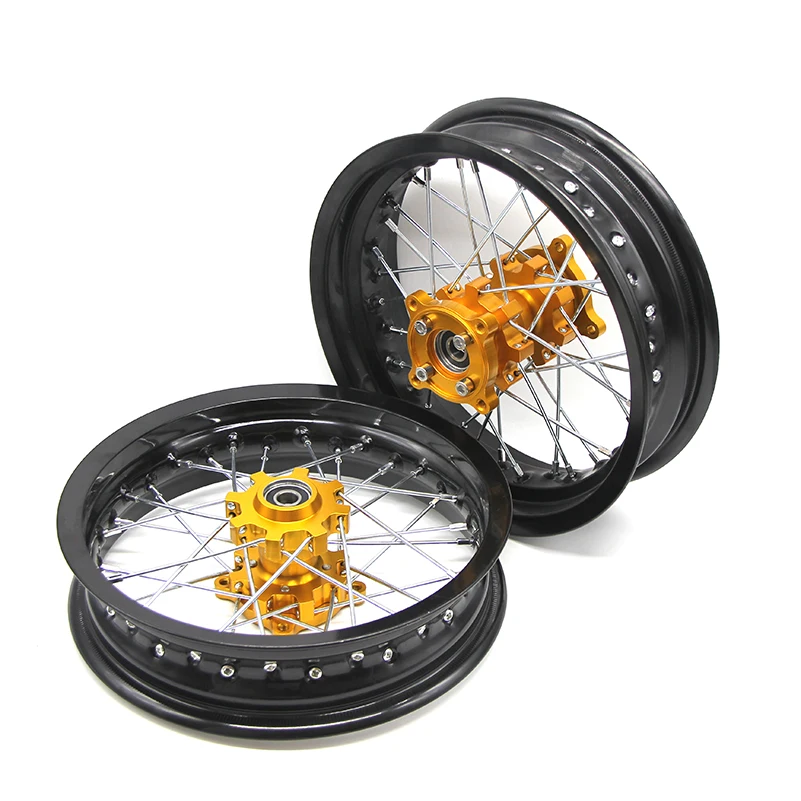 AliExpress X-motocycle Trader Pit bike Rims 15/12mm hole 3.00x14"inch & 2.50-14inch rear and front wheel whit CNC hub dirt bike CRF Kayo BSE Apollo part