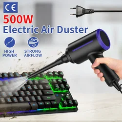 Plumero de aire comprimido eléctrico, soplador de aire de 500W, limpiador de aire para teclado, ordenador, PC, secador de pelo limpio, bomba de aire para inflables