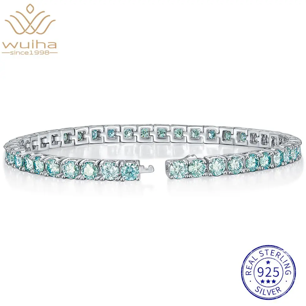 

WUIHA 925 Sterling Silver 5 MM Real GRA Moissanite Diamonds Wedding Engagement Bangle Bracelet Tennis Fine Jewelry Wholesale