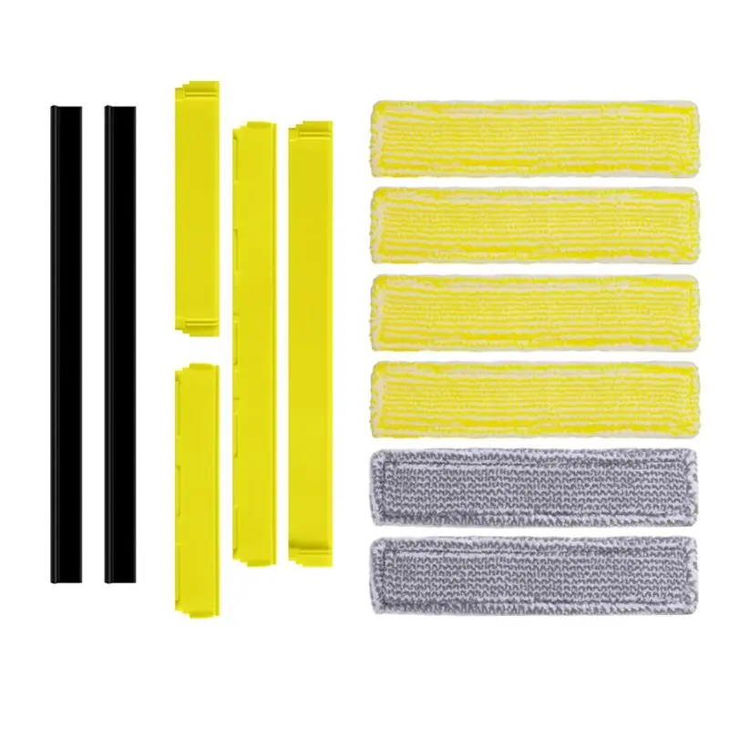 ABZA-Replacement Microfiber Mop Covers+ Rubber Blade Puller For Karcher WV2 WV5 WV6 WV7 Window Vacuums Accessories