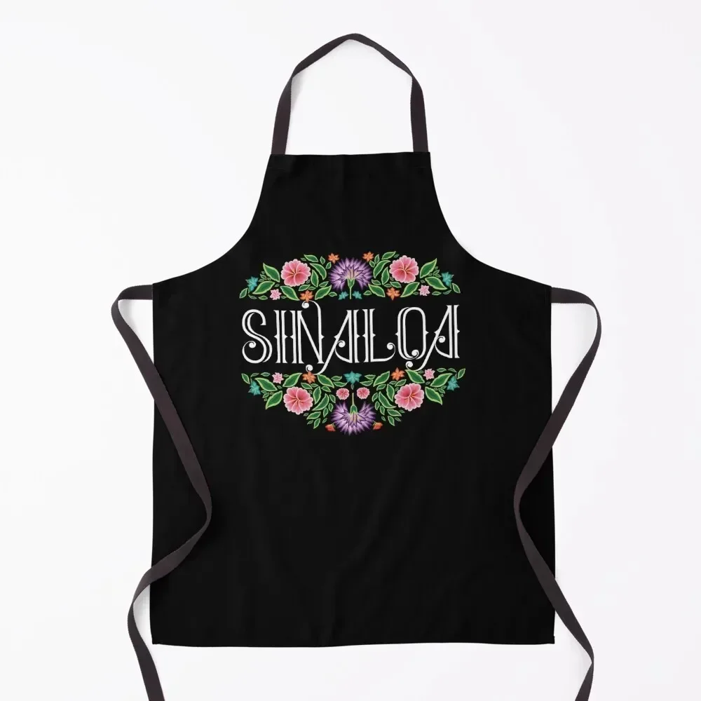 

Sinaloa Mexican Flowers Apron Kitchen Handle For Women Kitchens Accessories Manicurists chef for man Apron