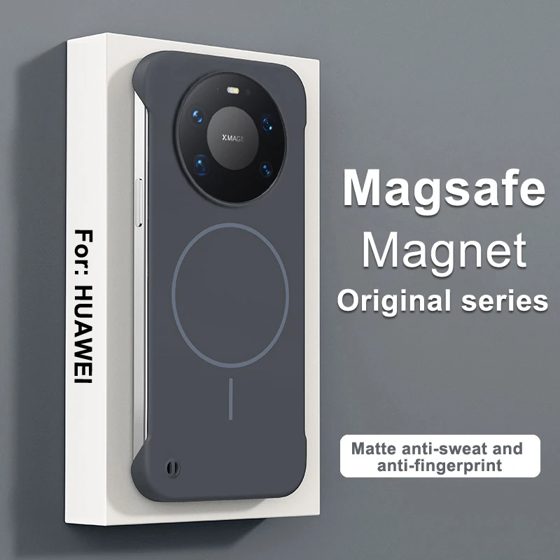 Matte rahmenlose Kunststoffhülle für Magsafe-Hülle für Huawei Mate 80 70 60 Pro Max, ultradünn, schlank, randlos, magnetisch, harte PC-Abdeckung