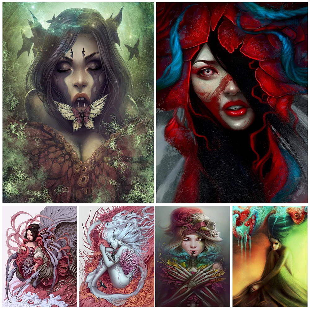 Butterfly Soul And Tree Spirit Vintage Wall Art Canvas Painting Lonely Mermaid Art Poster Prints Mysterious Wicca Art Home Decor