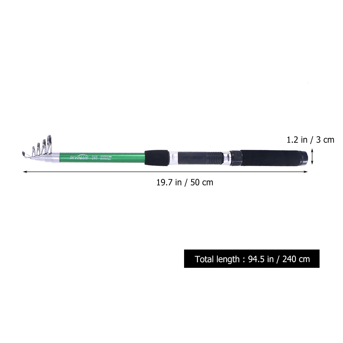 

2.4M Fishing Rod Telescopic Retractable Travel Poles Fiberglass Durable Light Weight Strong Hook Holder Cork Grip Outdoor