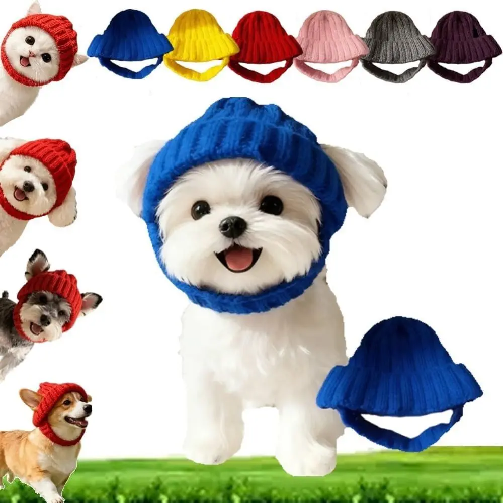 

Cozy Soft Knit Warm Dog Beanie Playful Dog Design with Ear Holes Pet Knitted Hat Windproof Comfortable Pet Headwear