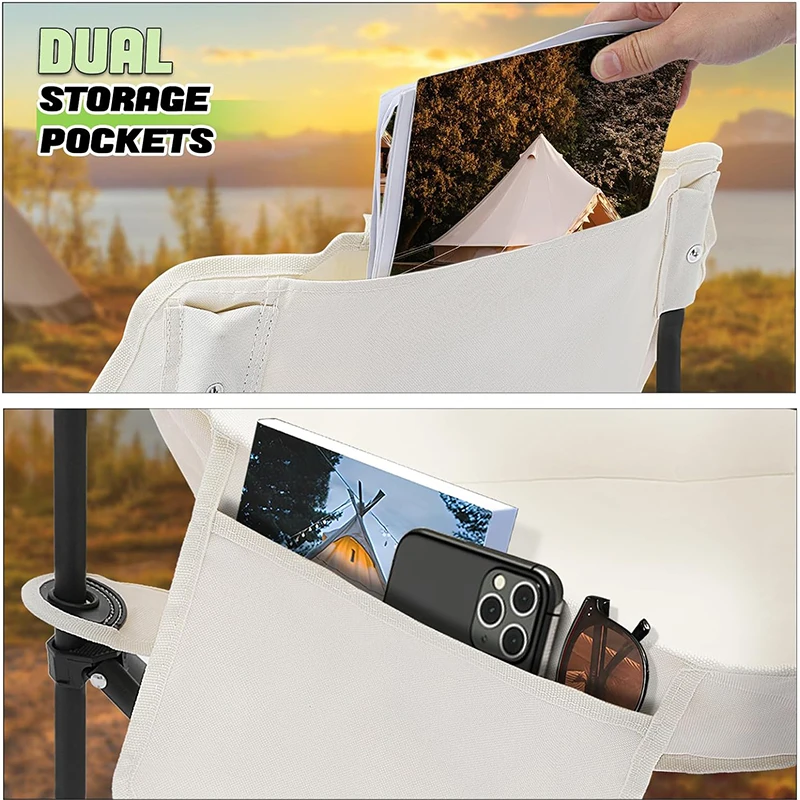Portable Foldable Camping Chair, Oxford Cloth Outdoor Chair with Side Pocket for Picnic Fishing & Beach image 4