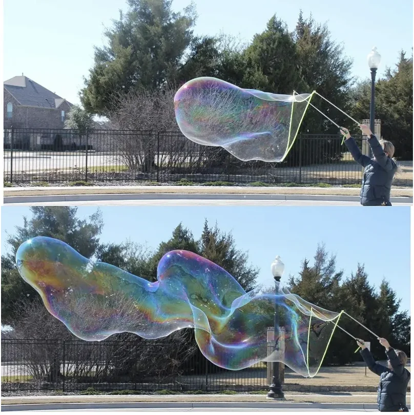 屋外大型調整可能なアウター 1 2 6 穴バブルロープダブルポールセットマジックシャボン玉子供のおもちゃレインボー折りたたみ式