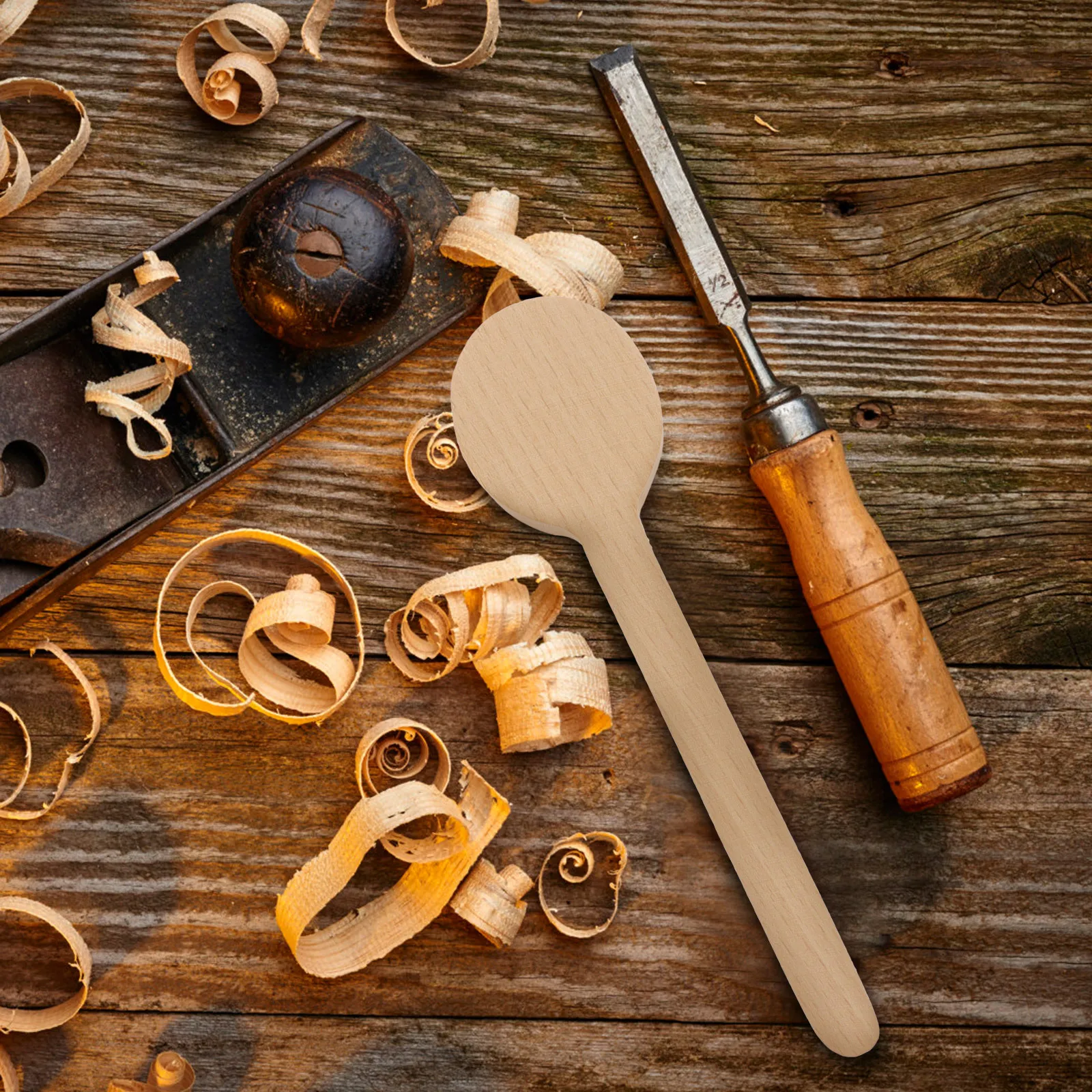 

4pcs Wooden Spoon Diy Kit Unfinished Carving Materials For Adults Handmade Crafts Home Decor Craft Supply