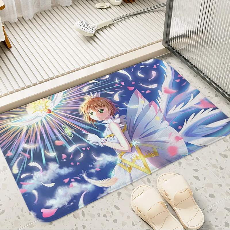 Bathroom Foot Mat Non-slip Sakura Card Captor Entrance Door Doormat Balcony Bedroom Rug Hallway Corridor Carpet Slip-resistant