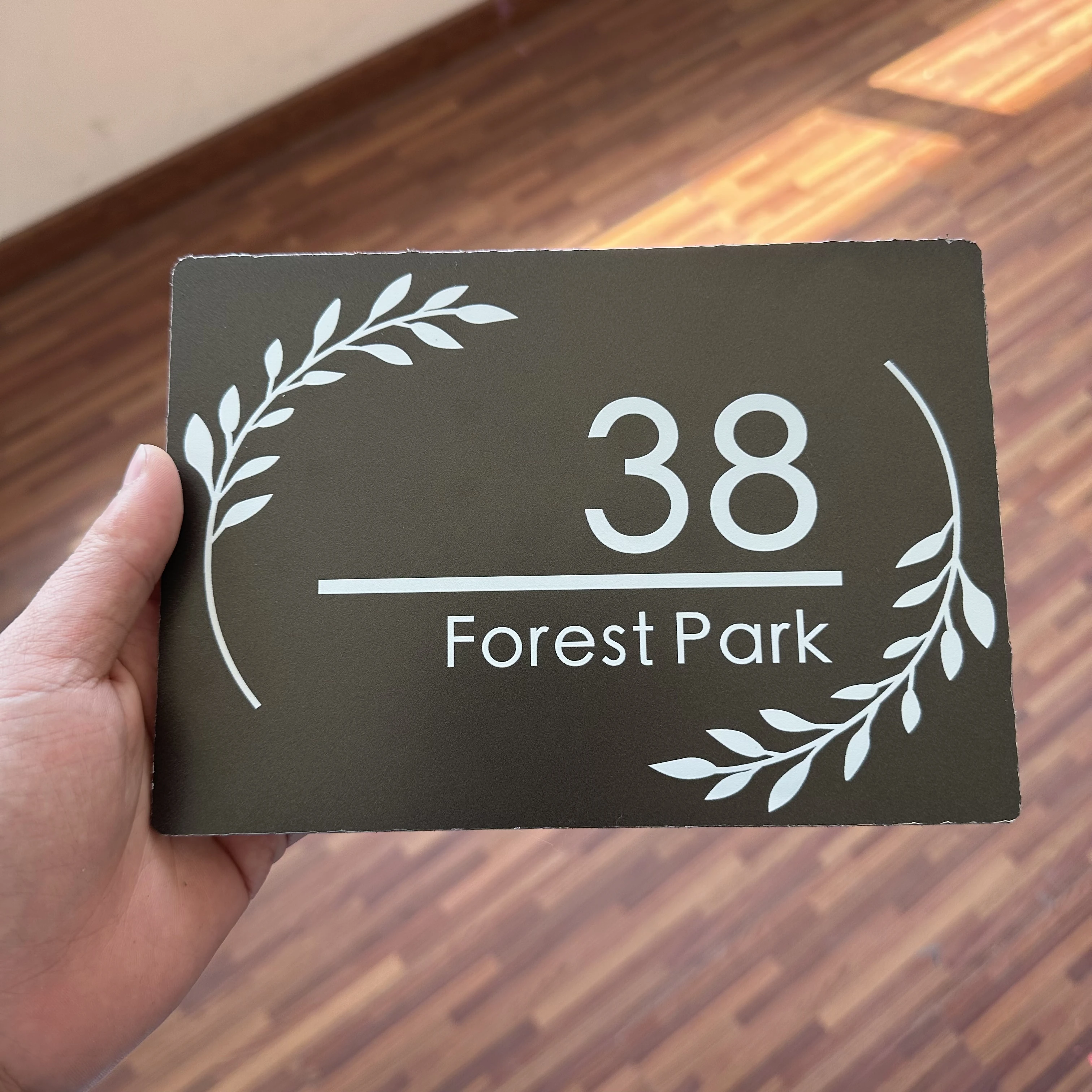 Matte black Aluminum metal art decorative board with HD UV printing, modern house residential number plate and address plate