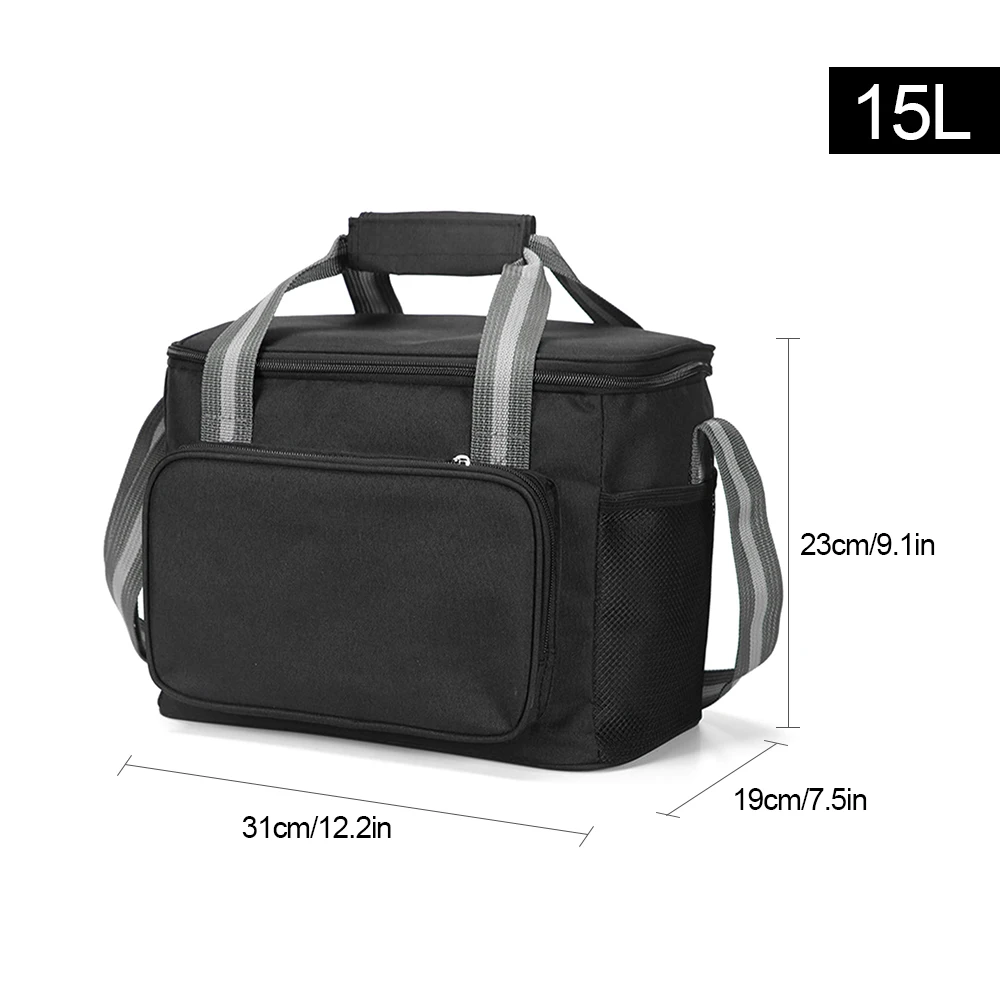 15L Portable Thermal Lunch Bag Food Box  Office Cooler Lunch Box Durable Waterproof Ice Insulated Case Camping Oxford Dinner Bag