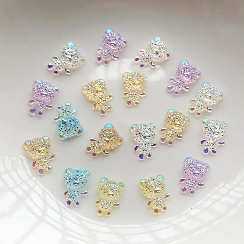 50pcs resin nail art charm bear AB nail shiny Rhinestone for DIY crafts jewelry decoration accessories scrapbooking