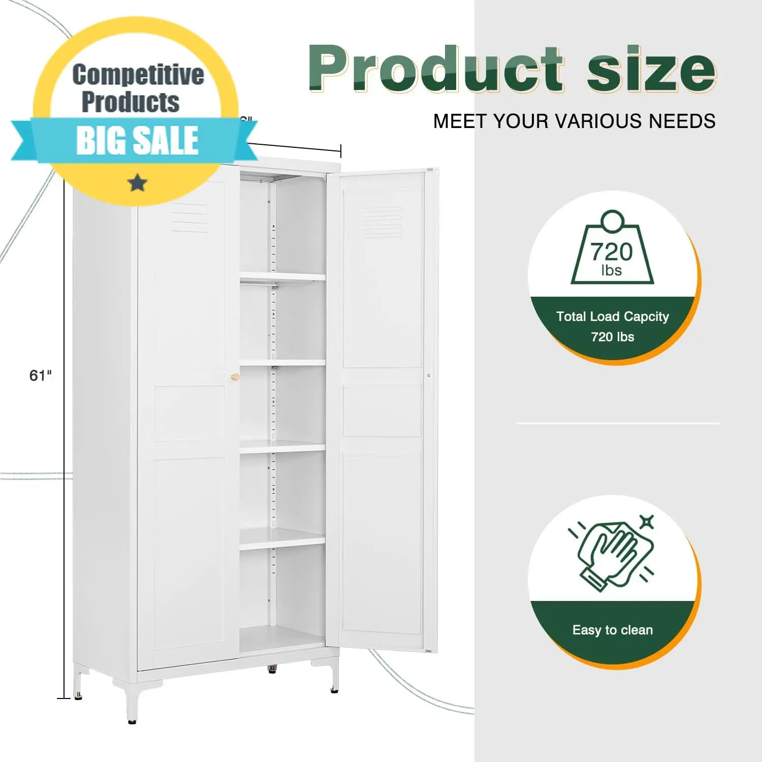 

Конкурентоспособный аналог: Белый металлический шкаф для хранения на ножках, для дома и кухни, с дверцами и регулируемыми полками, органайзер