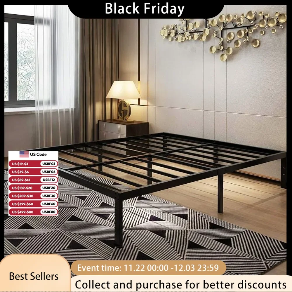 14 Inch Platform Bed Frame/Easy Assembly Mattress Foundation / 3000lbs Heavy Duty Steel Slat/Noise Free/No Box Spring Needed